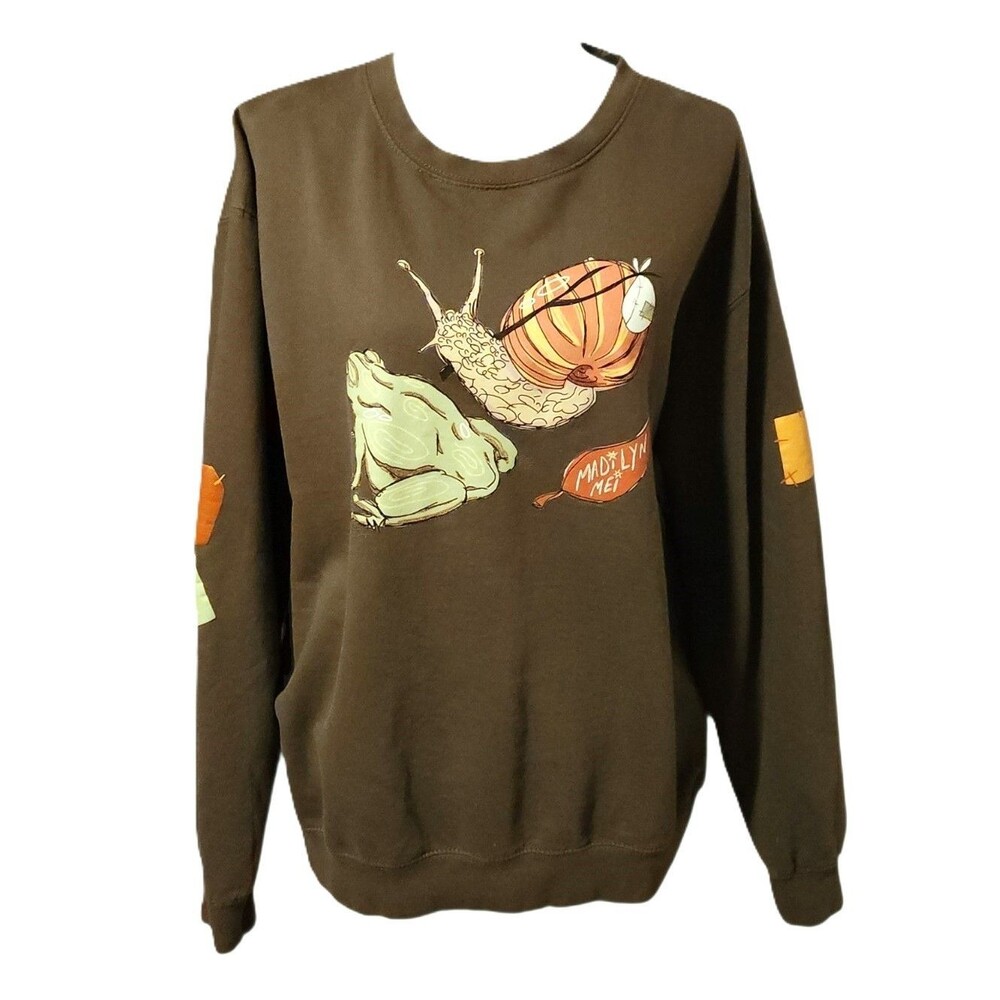 Just Hoods Sweatshirt Green w/ Madilyn Mei The Chapel Crowd Frog Snail Size XL